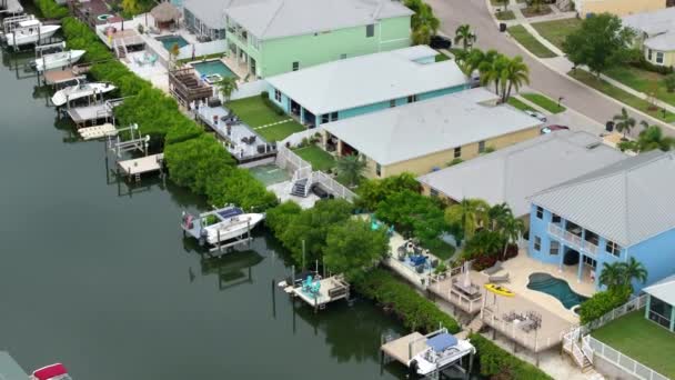 Богатый Район Дорогими Домами Набережной Южной Флориде Развитие Рынка Элитного — стоковое видео