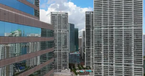 Miami Belvárosi Pénzügyi Negyed Florida Usa Városi Táj Magas Felhőkarcoló — Stock videók