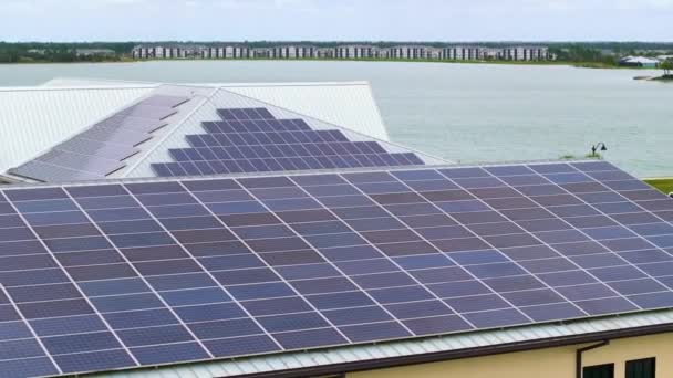 Zonnedaken Commercieel Centrum Florida Fotovoltaïsche Panelen Voor Productie Van Schone — Stockvideo