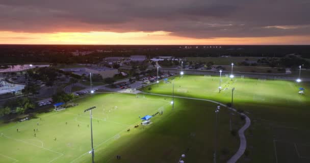 Letecký Pohled Veřejný Sportovní Park Lidmi Zapojenými Fotbalového Utkání Stadiónu — Stock video