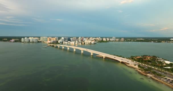 John Ringling Causeway Prowadzi Centrum Armands Key Sarasota City Florydzie — Wideo stockowe