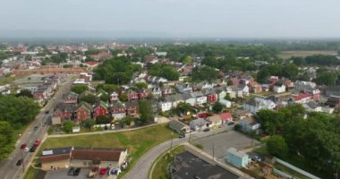 Hagerstown 'un havadan görünüşü, Maryland' deki eski tarihi şehir. Amerikan mimarisi.