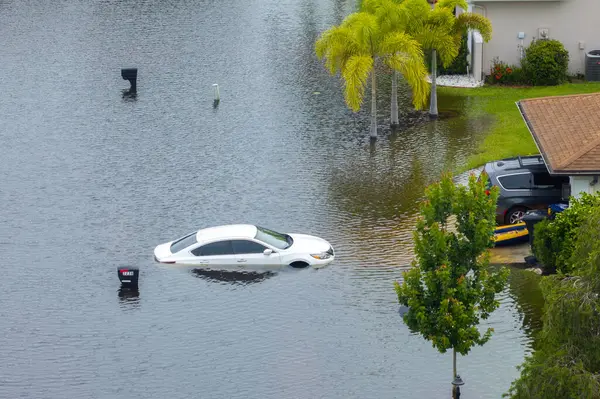 Sarasota, Florida 'daki Laurel Meadows bölgesinde Debby Kasırgası' ndan kalma su basmış. ABD 'nin güneyindeki doğal afet sonrası.
