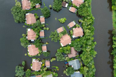 Sarasota, Florida 'daki yerleşim bölgesinde Debby Kasırgası' ndan sel basmış. ABD 'nin güneyindeki doğal afet sonrası.
