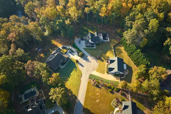 stock image Aerial view of classical american homes in South Carolina residential area. New family houses as example of real estate development in USA suburbs.