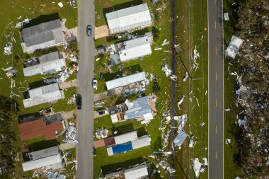 Florida 'daki taşınabilir evler, Ian Kasırgası tarafından yerle bir edildi. Doğal afetin sonuçları..