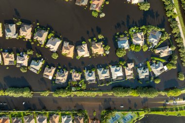 Sarasota, Florida 'daki Laurel Meadows bölgesinde Debby Kasırgası' ndan sel basmış evler. ABD 'nin güneyindeki doğal afet sonrası.