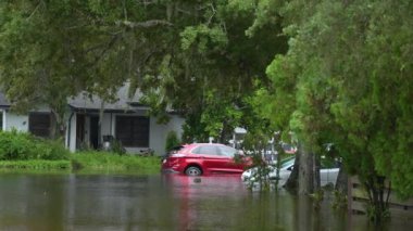 Florida 'da sağanak yağmurdan sonra sokakları tıkanmış arabalarla doldurmuş. Küresel ısınmanın yol açtığı doğal afet sonucu