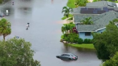 Debby Kasırgası 'ndan sonra Florida caddesini su basmış. Etrafı suyla çevrili. Doğal afetin sonuçları..