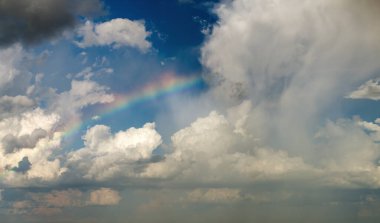 Yaz mevsiminde Florida havası. Beyaz bulutlu mavi gökyüzü. Parlak gökyüzü.