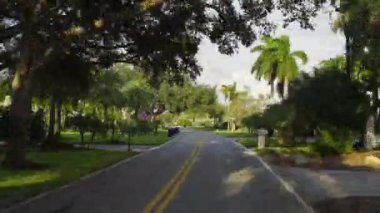 POV Venedik caddesinde sürüyor. Florida yerleşim bölgesi. Etkiyi hızlandır