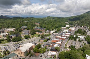 Boone 'un tarihi Amerikan mimarisi, Kuzey Carolina Blue Ridge Dağları' ndaki eski tarihi kasaba. Güzel Amerikan kasabası.