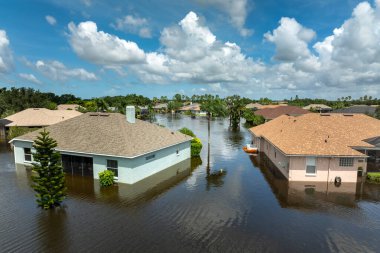 Sarasota, Florida 'daki Laurel Meadows bölgesinde Debby Kasırgası' ndan sel basmış evler. ABD 'nin güneyindeki doğal afet sonrası.