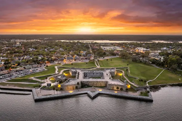 Fort Castillo de San Marcos, St. Augustine, Florida 'daki Ulusal Anıt. Eski İspanyol kalesi simgesi.