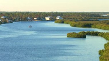 Myakka nehri boyunca sahil kenarındaki yazlıkları ve Güney Florida, ABD 'de yeşil bataklıkları var. Bataklık Ekosistemi.