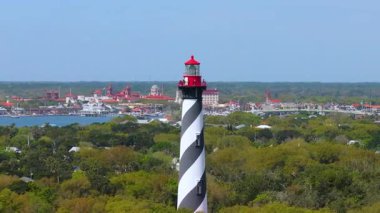 ABD seyahat rotası. Aziz Augustine tarihi deniz feneri. Florida 'daki Anastasia Adası' nın ulusal tarihi simgesi.