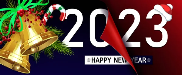 Mutlu Yıllar 2023 Yeni Yıl Kompozisyonu Katlanmış Kar Taneleri Altın — Stok Vektör
