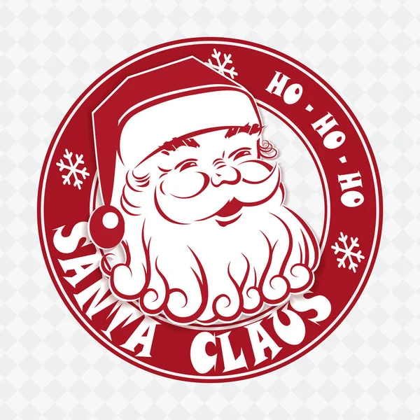 サンタクロースの頭のシルエットとラウンドスタンプ クリスマスデザインコンポーネント — ストックベクタ