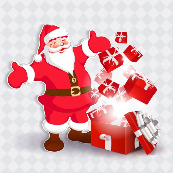 Ізольований Санта Клаус Червоними Ящиками Компонент Дизайну — стоковий вектор