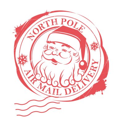 Mutlu Noel Baba 'nın silüetiyle kırmızı damga, Noel tasarım bileşeni.