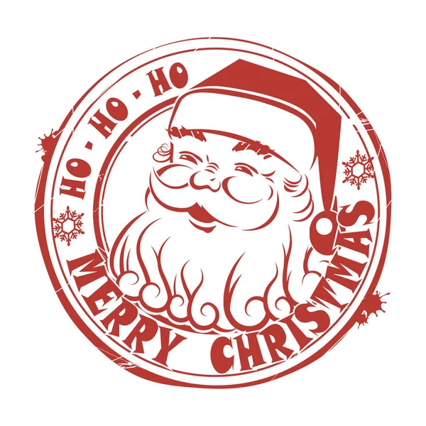 Sello Redondo Con Cara Feliz Santa Claus Elemento Diseño Navideño — Vector de stock