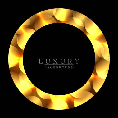 Isolated round frame of golden shiny color on black design.