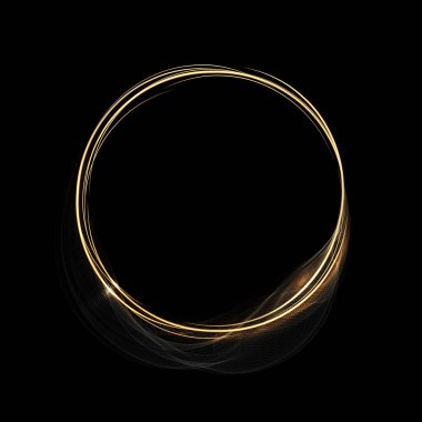 Isolated round frame, small transparent tulle on a black background.