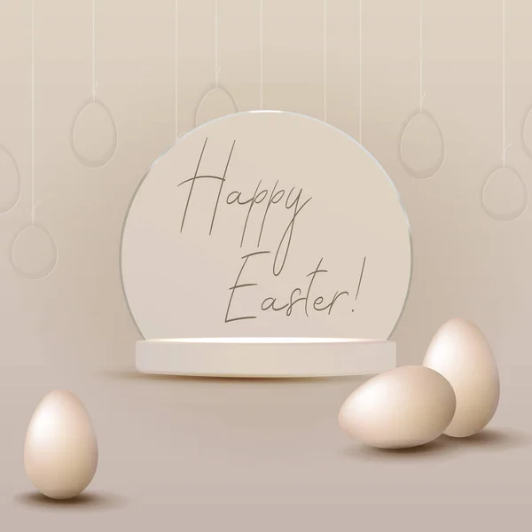 Beige Composition Easter Eggs Frame — Stock Vector