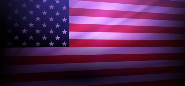 Americká Vlajka Modrém Červeném Odstínu Tlumenými Paprsky Světla — Stockový vektor