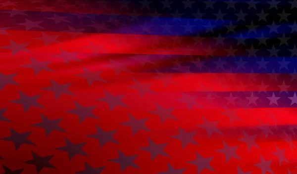 Abstract Bandiera Usa Tonalità Blu Rossa Con Fiocchi Fasci Luce — Vettoriale Stock