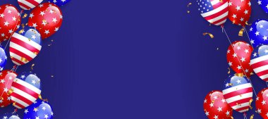 Amerikan bayrağının unsurları olan balonlar tasarla.