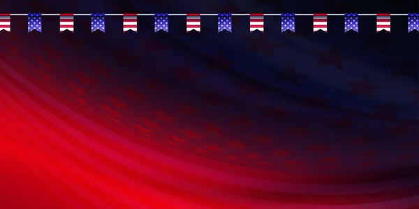 星のある抽象的な背景 アメリカの国旗のシルエット 孤立したガーランド — ストックベクタ