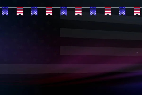 Αφηρημένη Σκοτεινή Σύνθεση Αμερικανική Σημαία Σιλουέτα Γιρλάντα Απομονωμένη — Διανυσματικό Αρχείο