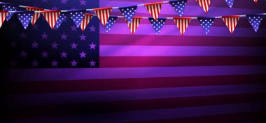 Abstract illustration of the flag of America, isolated garland of pennants. clipart