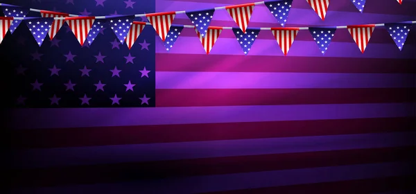 Illustrazione Astratta Della Bandiera Americana Ghirlanda Isolata Pennant — Vettoriale Stock