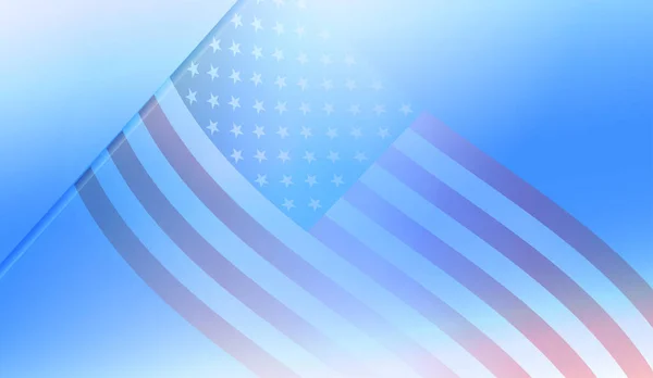 アメリカ国旗の薄暗い抽象的なシルエットを青で構成 — ストックベクタ