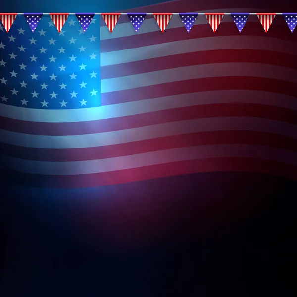 Amerikan Bayrağıyla Soyut Pankart Ayrı Flamalarla Süslenmiş Çelenk — Stok Vektör
