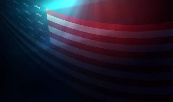 Banner Mit Geschwungener Flagge Dem Nationalsymbol Amerikas — Stockvektor