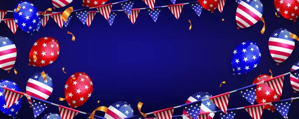 蓝色纹理背景上美国国旗元素的设计 — 图库矢量图片