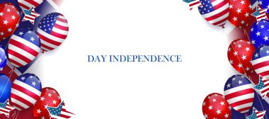 Amerikan bayrağının unsurları olan balonlar tasarla.