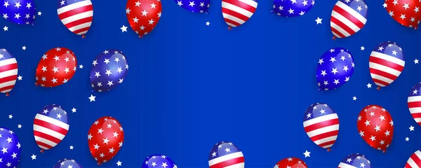 Samenstelling Met Ballonnen Met Symbolen Van Vlag Van Amerika Een — Stockvector
