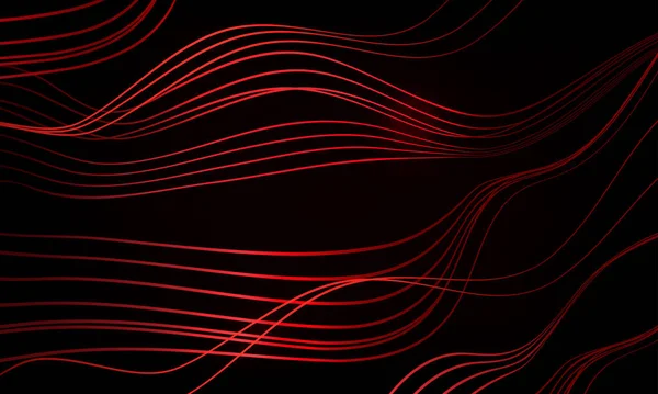 Nce Dalgalı Kırmızı Çizgileri Olan Siyah Kompozisyon — Stok Vektör