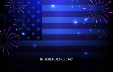 Amerika 'nın soyut bayrağı, parlak havai fişekler..