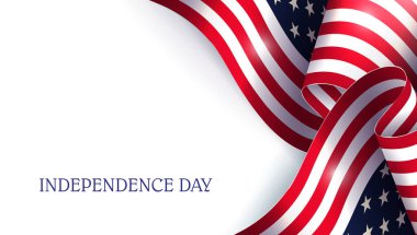 Beyaz arkaplanda dalgalı ABD bayrağı olan kompozisyon.