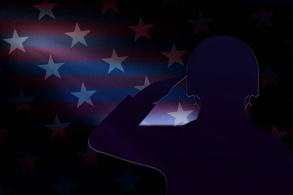 America Bandiera Illustrazione Usa Simbolo Nazionale Silhouette Soldato — Vettoriale Stock