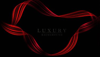 Siyah arkaplanda izole edilmiş en az kırmızı muhteşem dalga desenleri.