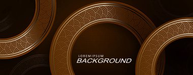 Koyu kahverengi tasarım, altın kenarlı yuvarlak çerçeveler..