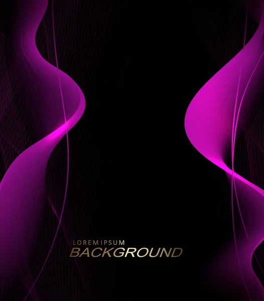 Черный Абстрактный Фон Фиолетовый Оттенок Изогнутой Вертикальной Волны Тонкая Сетка — стоковый вектор