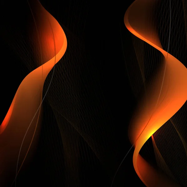 Изогнутая Вертикальная Волна Оранжевом Оттенке Тонкая Сетка Текстуры Черном Фоне — стоковый вектор