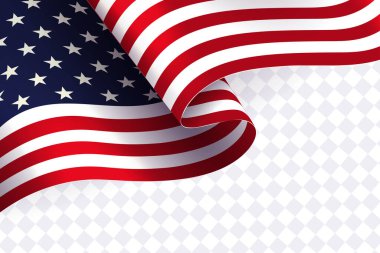 Isolated design element with a silhouette of the wavy flag of America. clipart